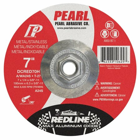 PEARL Redline Max A.O. DC Grinding Wheel 7 x 1/4 x 5/8-11 A/WA24R T-27 DCRED70H